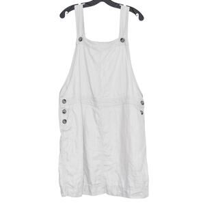 J Jill Linen Overall Dress Gray L Pinafore Minimalist Cottagecore Lagenlook Boho